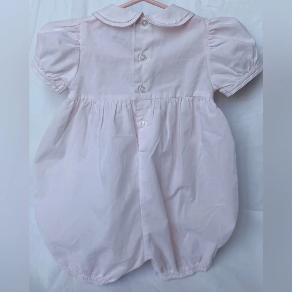 Petit Ami Soft Pink Smocked Romper
